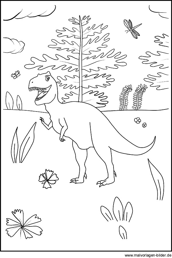 Ausmalbild und Malvorlage vom Dinosaurier