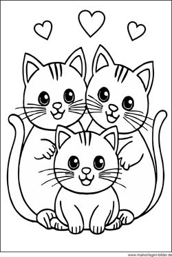 Ausmalbild drei Kätzchen