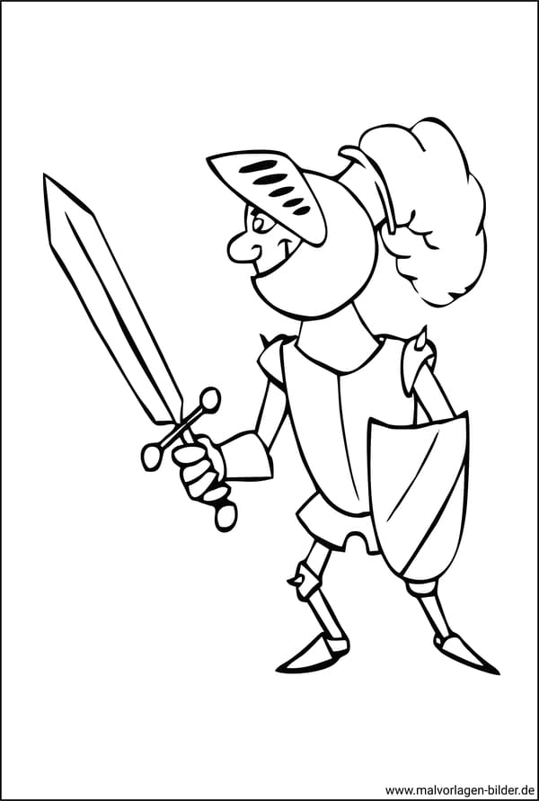 Malvorlage - Ritter mit Schwert und Rüstung