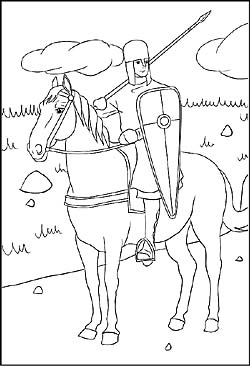 Ritter auf einem Pferd als Ausmalbild