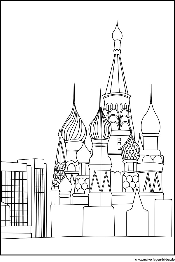 Ausmalbild von der Basilius Kathedrale in Moskau
