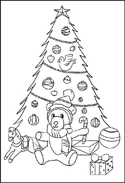Ausmalbild - Weihnachtsbaum und Tannenbaum
