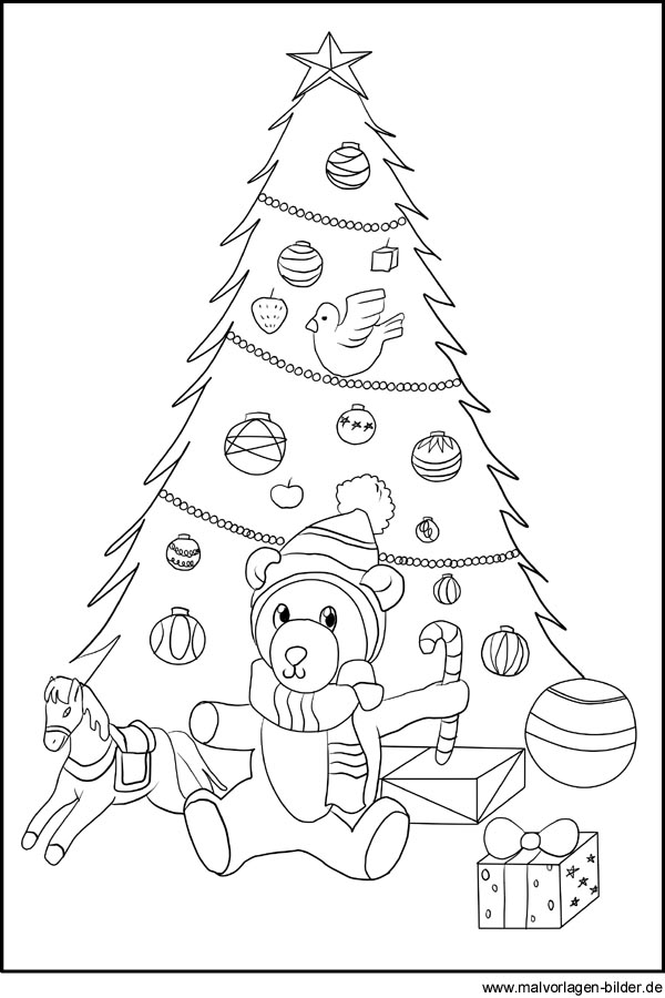 Weihnachtsbaum - Ausmalbild und Malvorlage