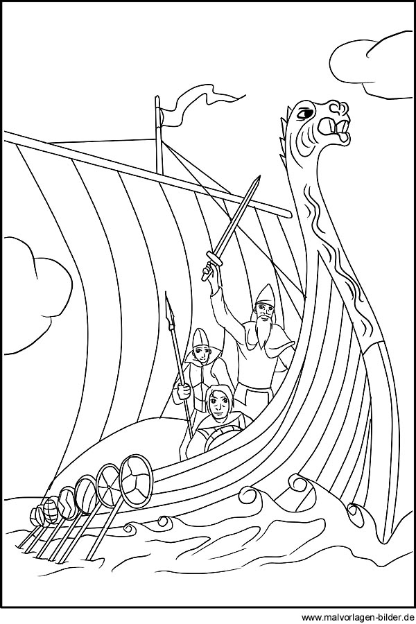 Wikingerschiff Ausmalbild