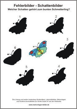 Kinderrätsel Suchbilder Schmetterling