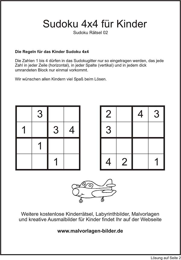 Kinder Sudoku 4x4